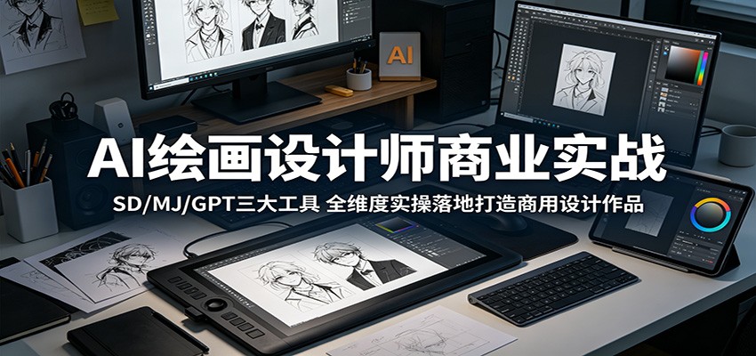AI绘画设计师商业实战：SD/MJ/GPT三大工具，全维度实操落地打造商用设计作品-资源社