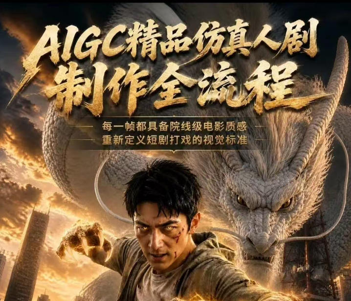 AIGC精品仿真人剧豢龙人全流程制作解析2026，国风仿真人创作+打斗剧情+人设编排，一站式AI短剧入门-资源社