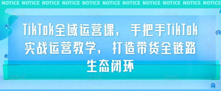 TikTok全域运营课，手把手TikTok实战运营教学，打造带货全链路生态闭环-资源社