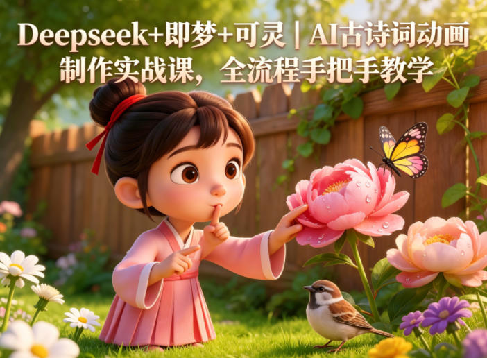 Deepseek+即梦+可灵｜AI古诗词动画制作实战课，全流程手把手教学-资源社