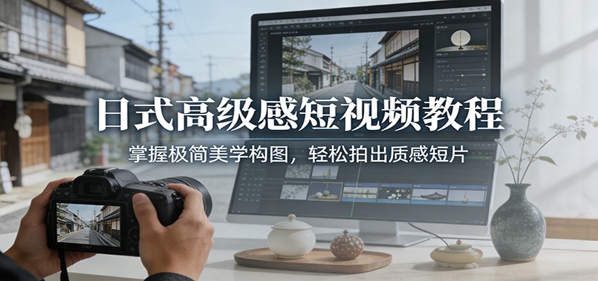 日式高级感短视频教程：掌握极简美学构图，轻松拍出质感短片-资源社