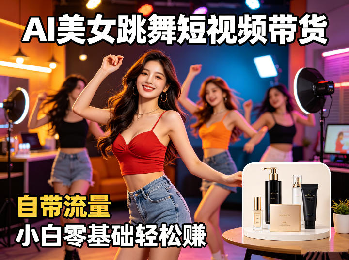 AI美女跳舞短视频带货：自带流量，小白零基础轻松賺，详细拆解-资源社