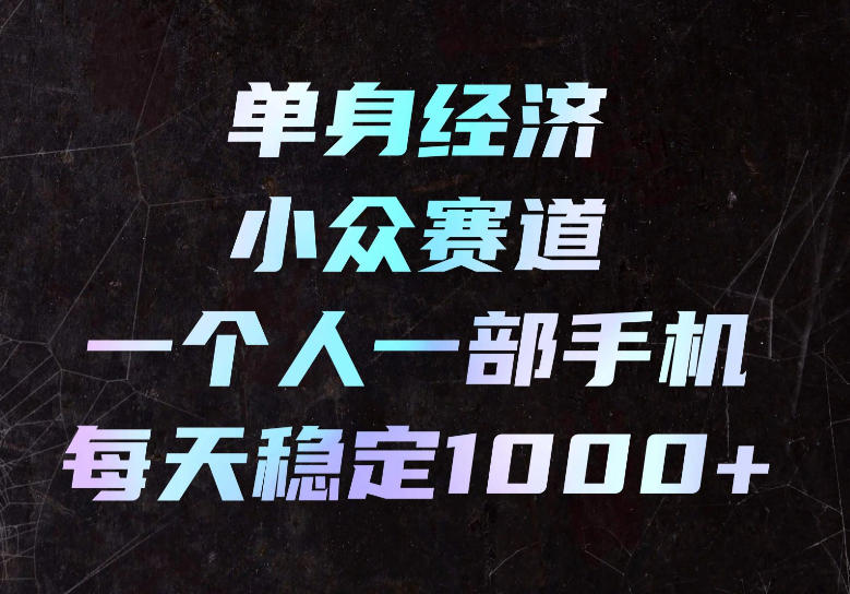 单身经济小众赛道,一个人一部手机,每天稳定1000+,长期可持续的赛道【揭秘】-资源社