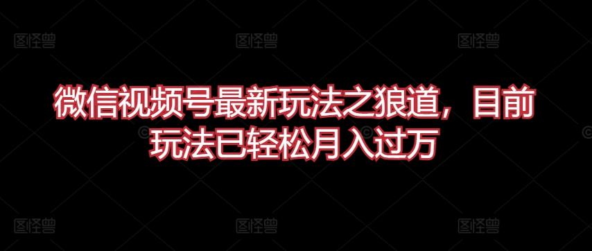 微信视频号最新玩法之狼道，目前玩法已轻松月入过万【揭秘】-资源社