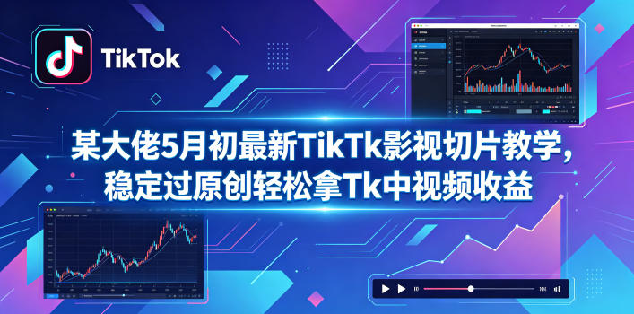 某大佬5月初最新TikTk影视切片教学，稳定过原创轻松拿Tk中视频收益-资源社