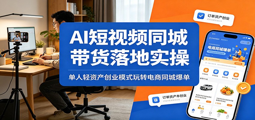 AI短视频同城带货落地实操：单人轻资产创业模式玩转电商同城爆单-资源社