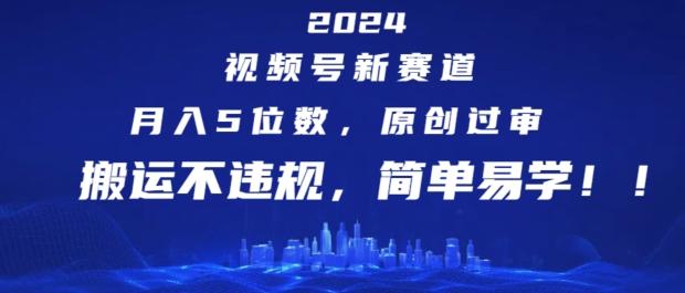 2024视频号新赛道，月入5位数+，原创过审，搬运不违规，简单易学【揭秘】-资源社