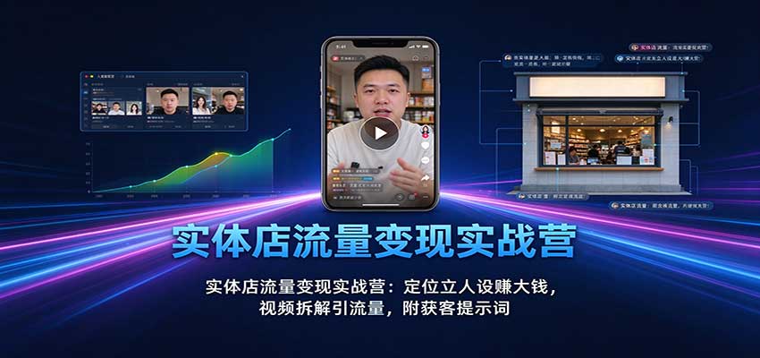 实体店流量变现实战营：定位立人设赚大钱，视频拆解引流量，附获客提示词-资源社