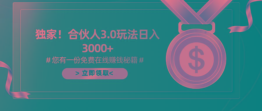 游戏合伙人3.0，日入3000+，无限扩大的蓝海项目-资源社