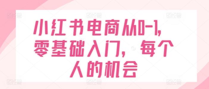 小红书电商从0-1，零基础入门，每个人的机会-资源社