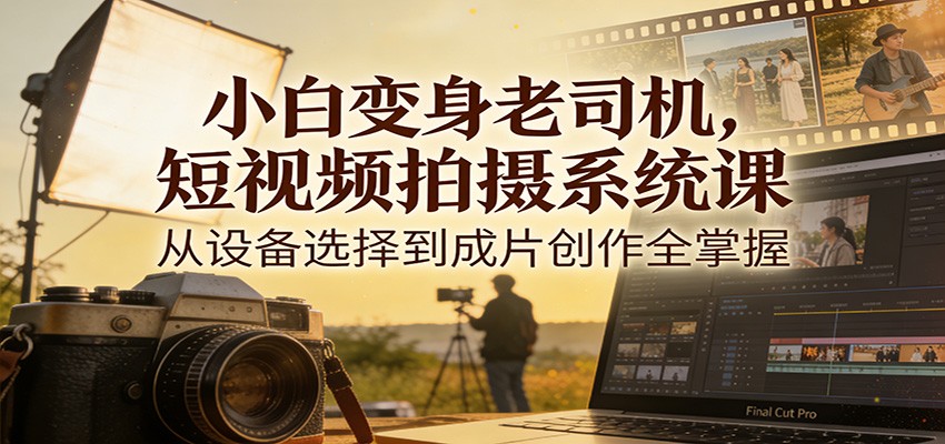小白变身老司机，短视频拍摄系统课，从设备选择到成片创作全掌握-资源社
