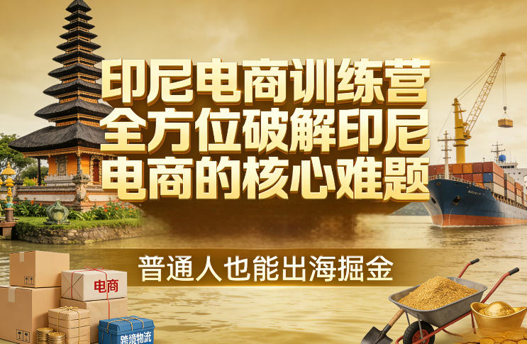 印尼电商训练营，全方位破解印尼电商的核心难题，普通人也能出海掘金-资源社