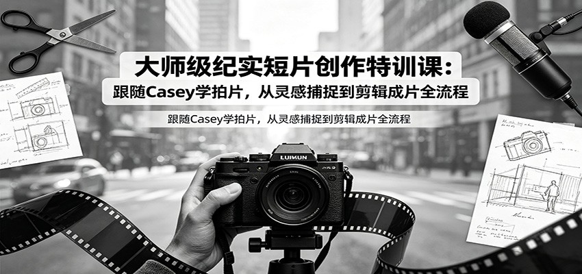 大师级纪实短片创作特训课：跟随Casey学拍片，从灵感捕捉到剪辑成片全流程-资源社