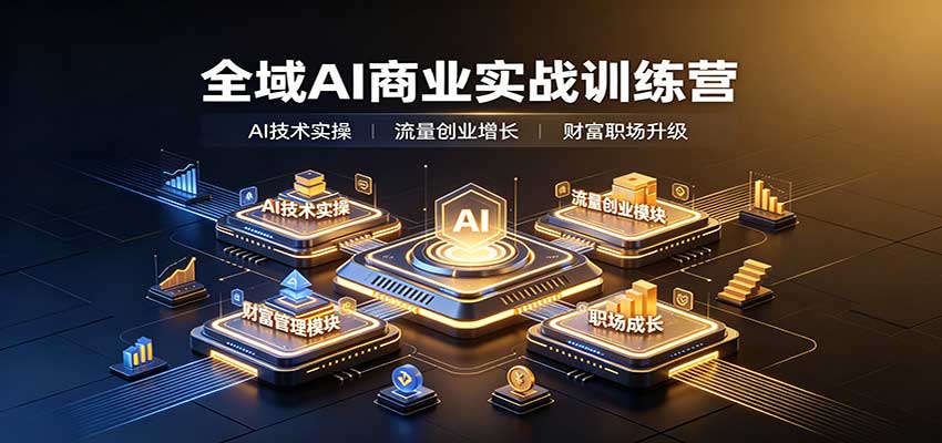 全域AI商业实战训练营：涵盖AI技术实操、流量创业、财富管理与职场成长全体系内容-资源社