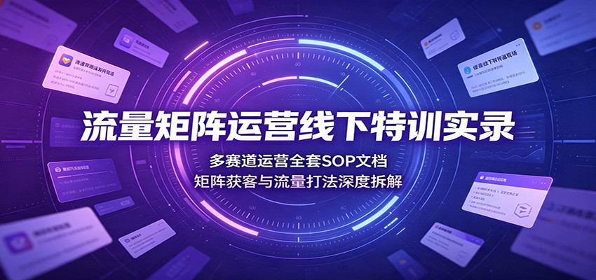 流量矩阵运营线下特训实录：多赛道运营全套SOP文档，矩阵获客与流量打法深度拆解-资源社