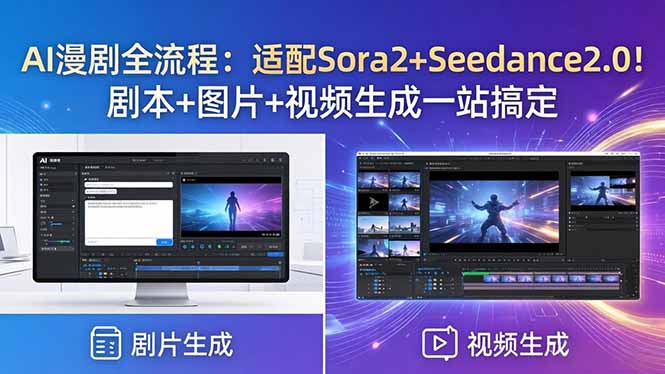 AI漫剧全流程:适配Sora2+Seedance2.0!剧本+图片+视频生成一站搞定-资源社