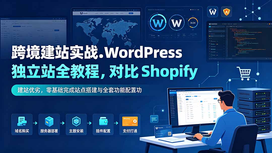 跨境建站实战:WordPress 独立站全教程,对比 Shopify 建站优劣,零基础完成站点搭建与全套功能配置-资源社