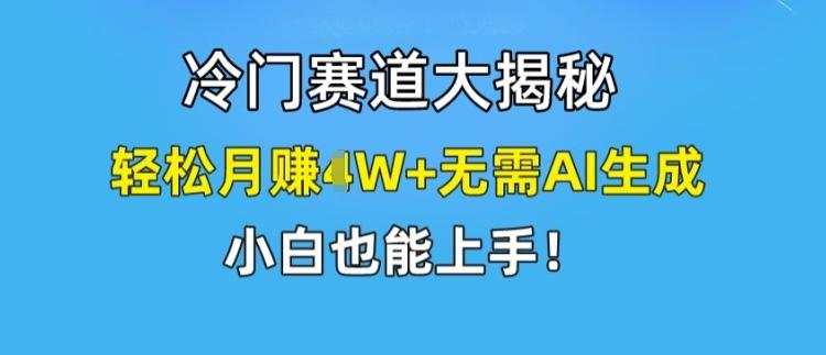 冷门赛道大揭秘，轻松月赚1W+无需AI生成，小白也能上手【揭秘】-资源社