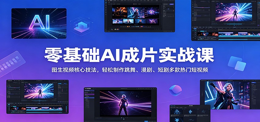 零基础AI成片实战课：图生视频核心技法，轻松制作跳舞、漫剧、短剧多款热门短视频-资源社