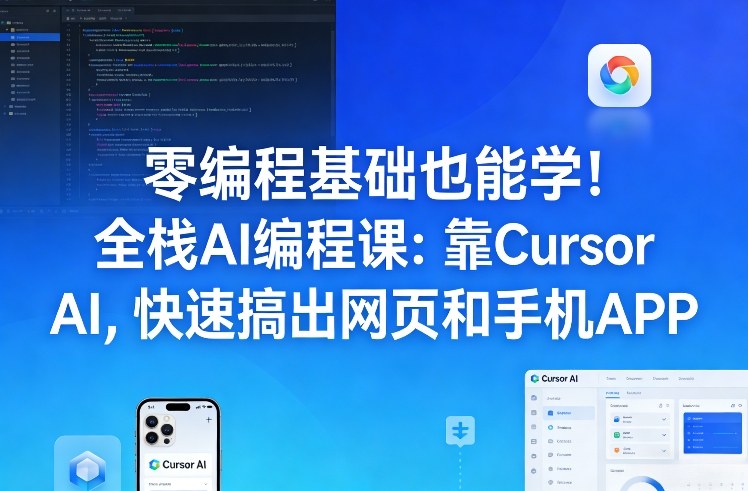 零编程基础也能学!全栈AI编程课:靠Cursor AI,快速搞出网页和手机APP-资源社