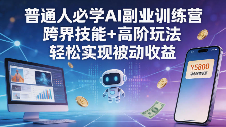 普通人必学AI副业训练营跨界技能+高阶玩法轻松实现被动收益-资源社
