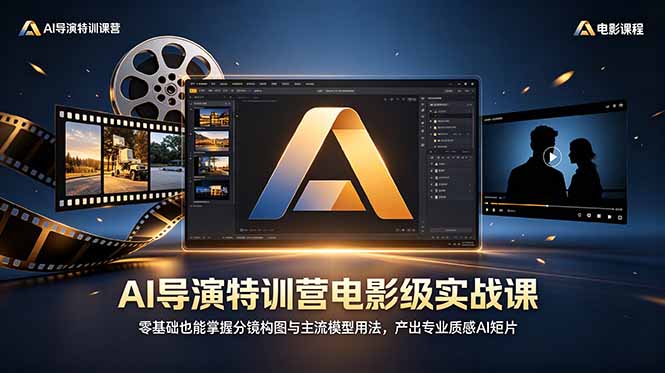 AI导演特训营电影级实战课,零基础也能掌握分镜构图与主流模型用法,产出专业质感AI短片-资源社