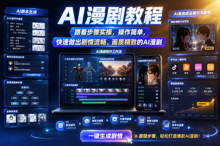 AI漫剧教程，跟着步骤实操，操作简单，快速做出剧情流畅、画质精致的AI漫剧-资源社
