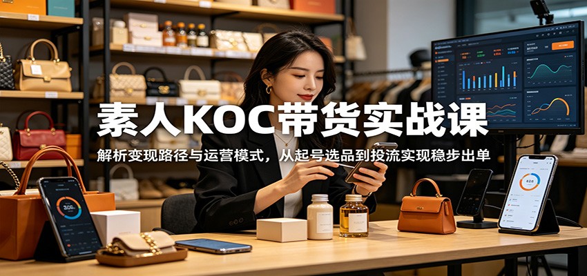 素人KOC带货实战课：解析变现路径与运营模式，从起号选品到投流实现稳步出单-资源社