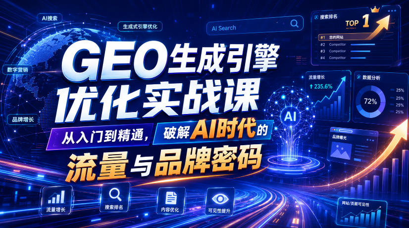 GEO生成引擎优化实战课,从入门到精通,破解AI时代的流量与品牌密码-资源社