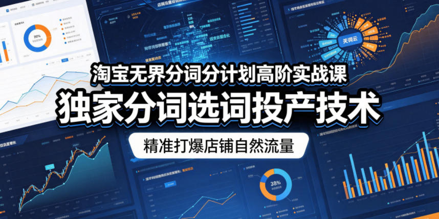 淘宝无界分词分计划高阶实战课，独家分词选词投产技术，精准打爆店铺自然流量-资源社