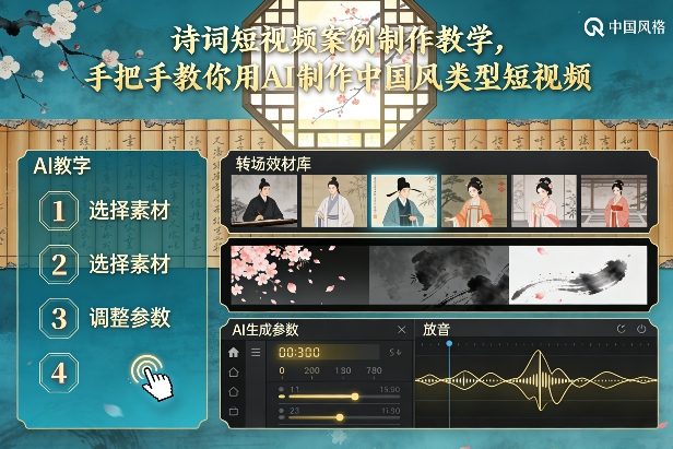 古诗词短视频案例制作教学，手把手教你用AI制作中国风类型短视频-资源社