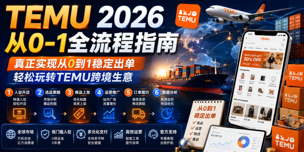 TEMU 2026从0-1全流程指南，真正实现从0到1稳定出单，轻松玩转TEMU跨境生意-资源社