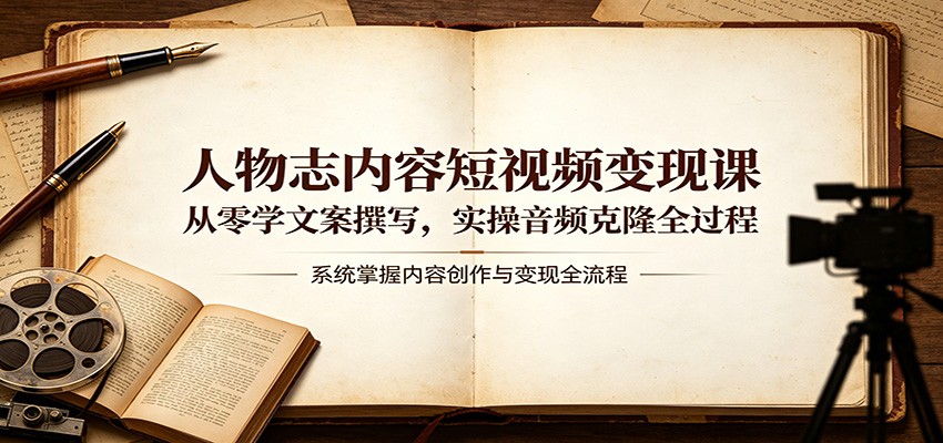 人物志内容短视频变现课：从零学文案撰写，实操音频克隆全过程-资源社