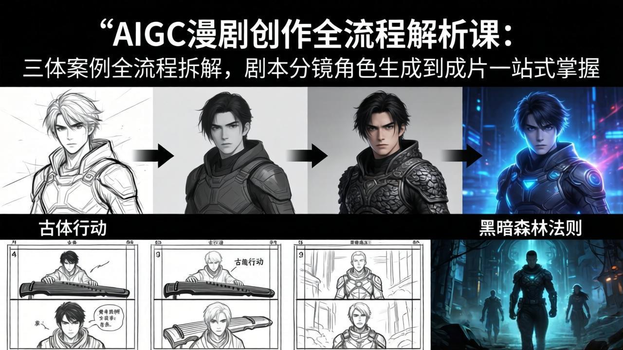 AIGC漫剧创作全流程解析课：三体案例全流程拆解，剧本分镜角色生成到成片一站式掌握-资源社