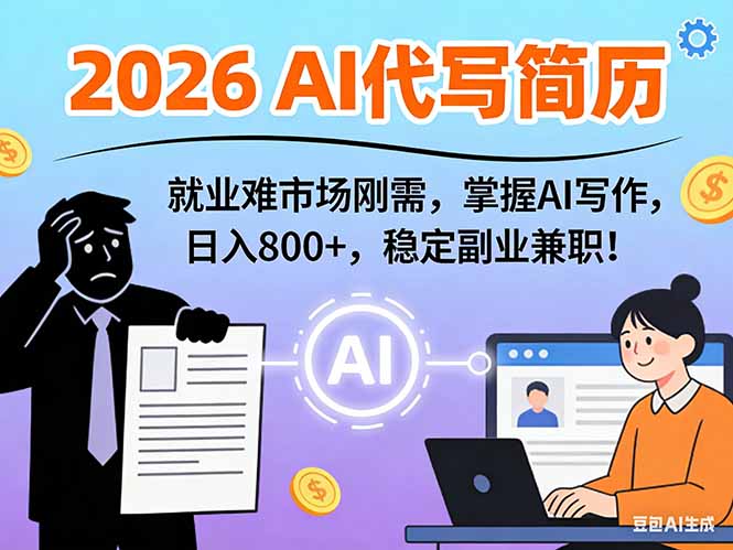 AI代写简历，超暴利，用万能模板月入1-3万实战教程，2026年市场刚需！-资源社