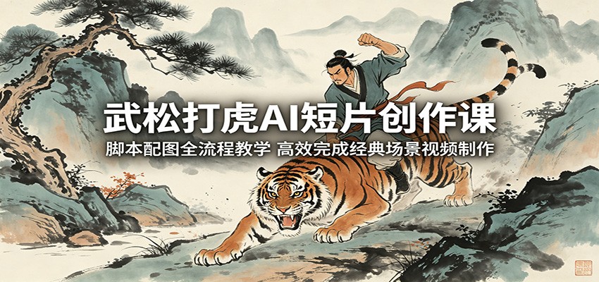 武松打虎AI短片创作课：脚本配图全流程教学，高效完成经典场景视频制作-资源社