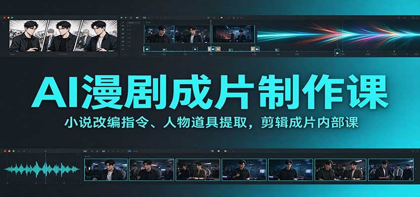 AI漫剧成片制作课：小说改编指令、人物道具提取，剪辑成片全流程-资源社