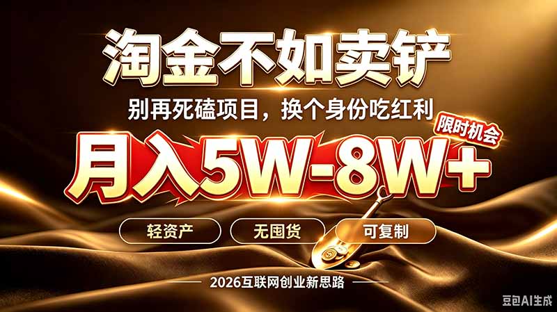 别再傻乎乎埋头跑项目！互联网真正赚钱逻辑：做卖铲人，拒绝当韭菜，逆风翻盘月入5-8W+-资源社