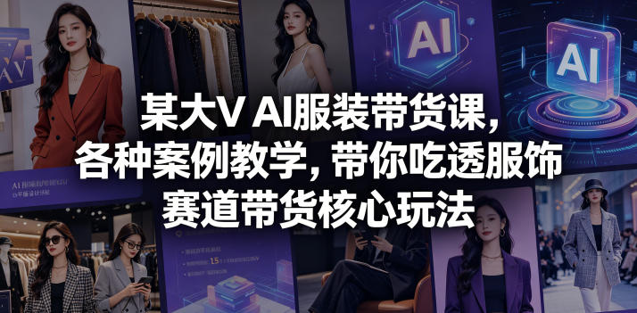某大V AI服装带货课，各种案例教学，带你吃透服饰赛道带货核心玩法-资源社