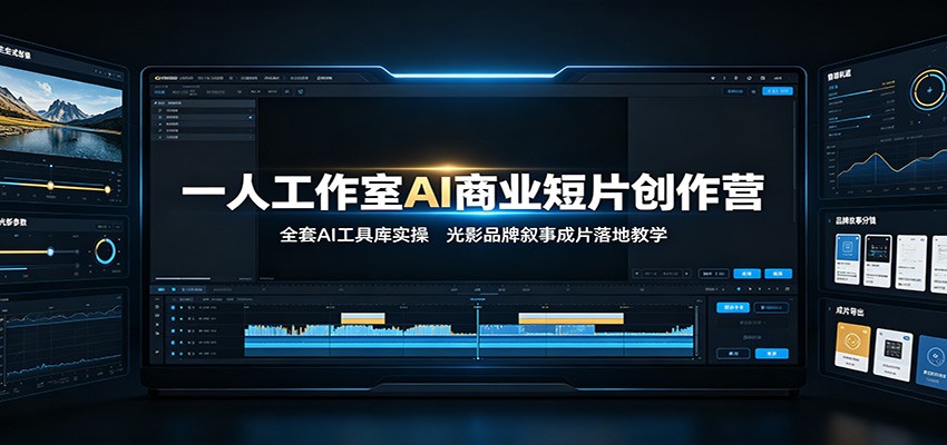 一人工作室AI商业短片创作营：全套AI工具库实操，光影品牌叙事成片落地教学-资源社
