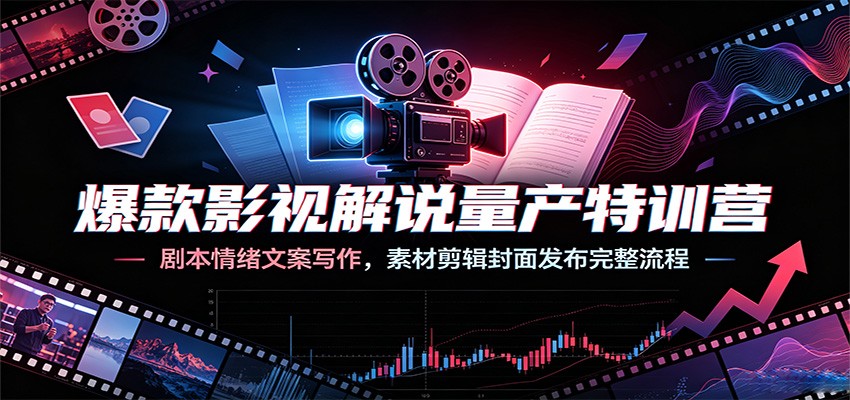 爆款影视解说量产特训营：剧本情绪文案写作，素材剪辑封面发布完整流程-资源社