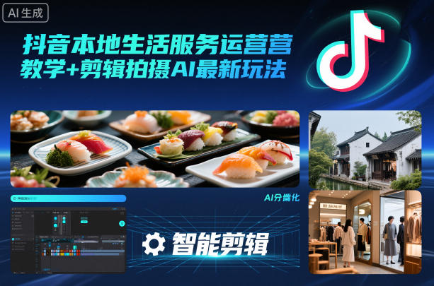 抖音本地生活服务运营教学+剪辑拍摄AI最新玩法-资源社