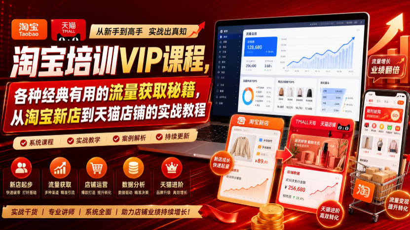 淘宝培训VIP课程，各种经典有用的流量获取秘籍，从淘宝新店到天猫店铺的实战教程(更新08月12日)-资源社