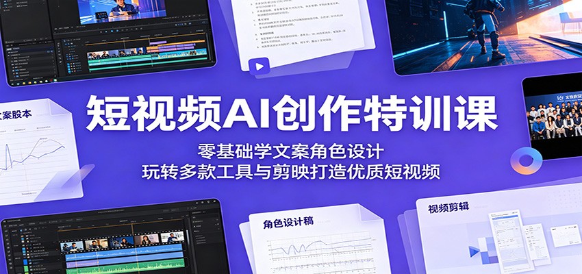 短视频AI创作特训课：零基础学文案角色设计，玩转多款工具与剪映打造优质短视频-资源社
