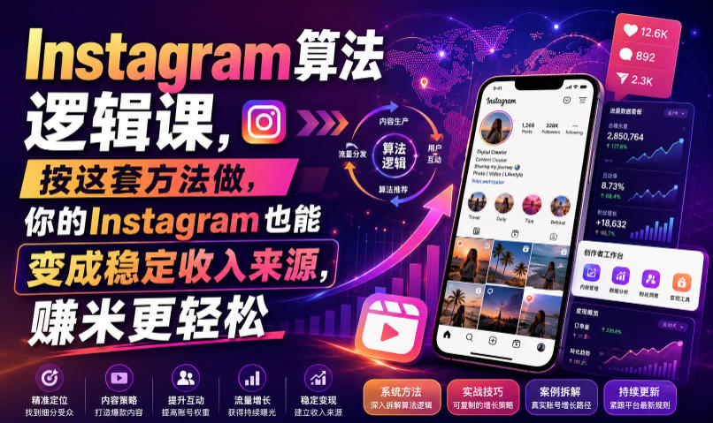 Instagram算法逻辑课，按这套方法做，你的Instagram也能变成稳定收入来源，賺米更轻松【原创双语字幕】-资源社