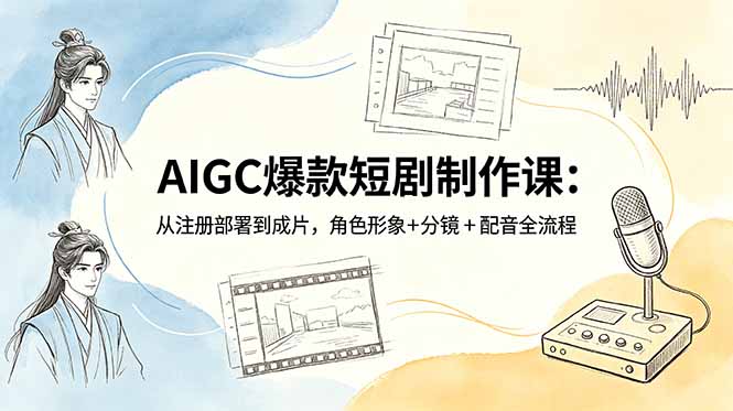 AIGC爆款短剧制作课:从注册部署到成片,角色形象+分镜+配音全流程-资源社