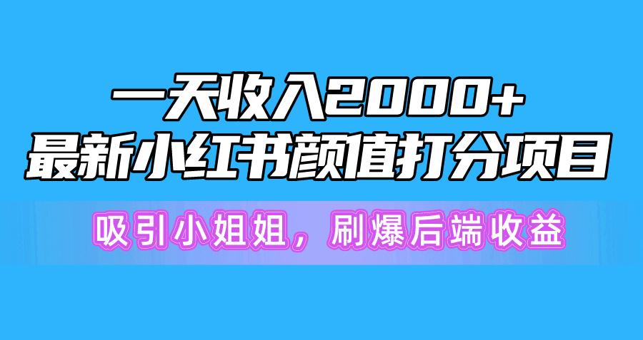 一天收入2000+，最新小红书颜值打分项目，吸引小姐姐，刷爆后端收益-资源社