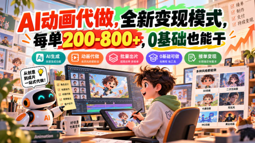 AI动画代做,全新变现模式,每单200-800+,0基础也能干【揭秘】-资源社