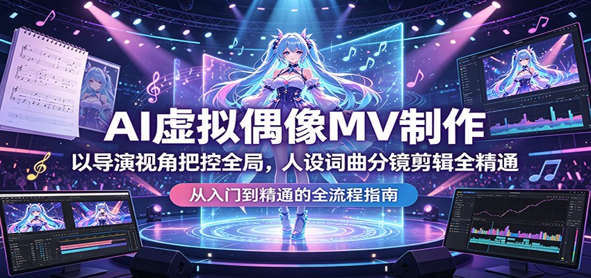 AI虚拟偶像MV制作：以导演视角把控全局，人设词曲分镜剪辑全精通-资源社
