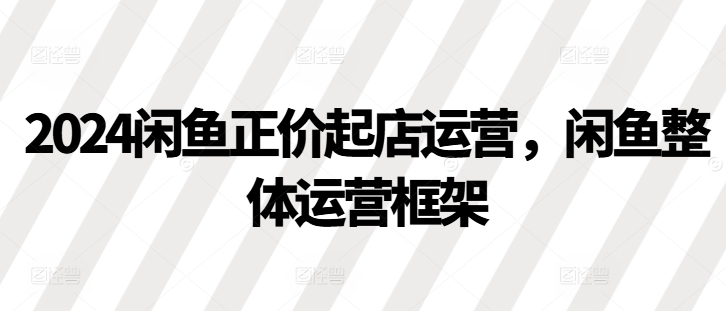 2024闲鱼正价起店运营，闲鱼整体运营框架-资源社